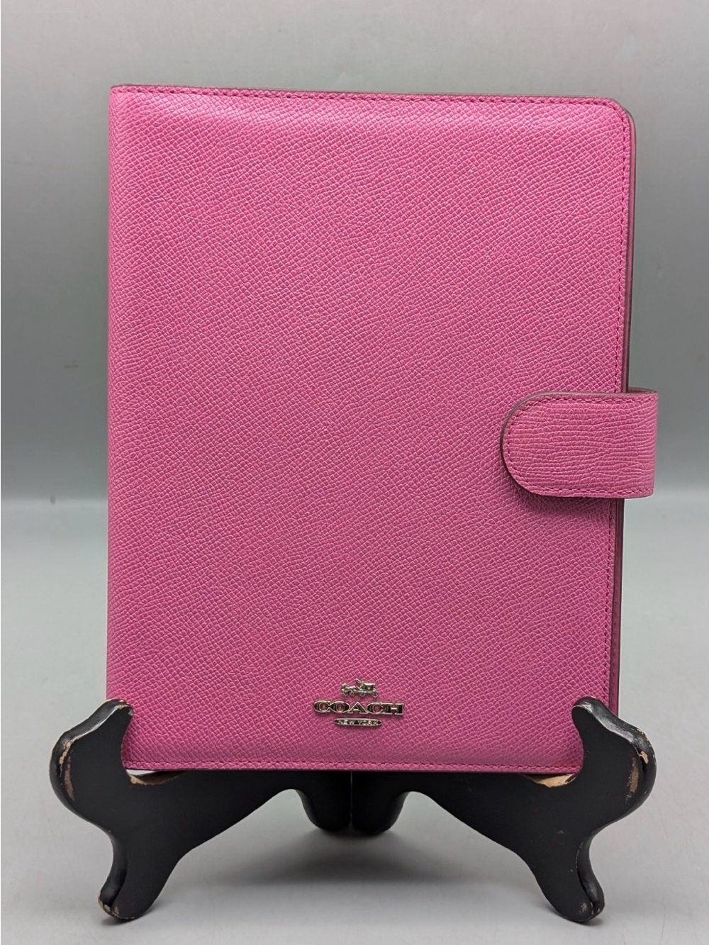 Rare Coach Pink Leather Snap-Tab Organizer Notebook Planner Binder Folio